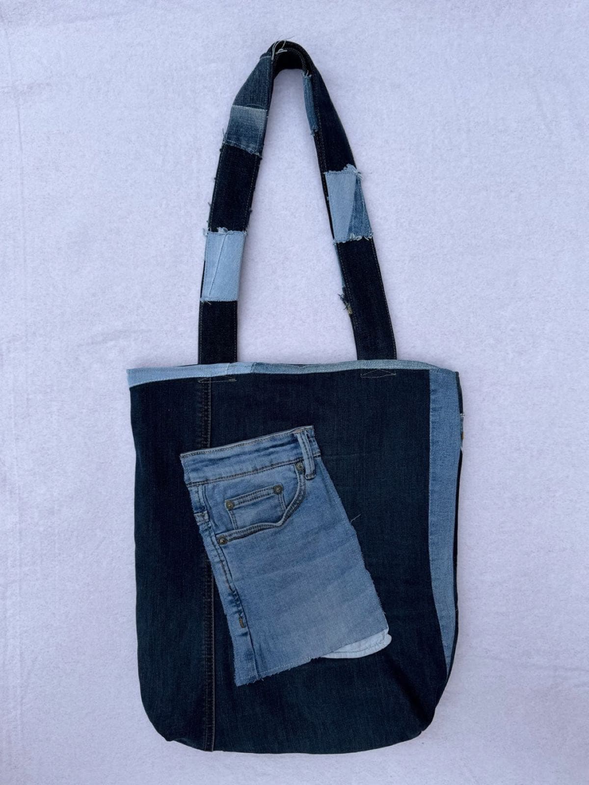 Sac en jean recyclé TB-011/030, dos avec la poche avant