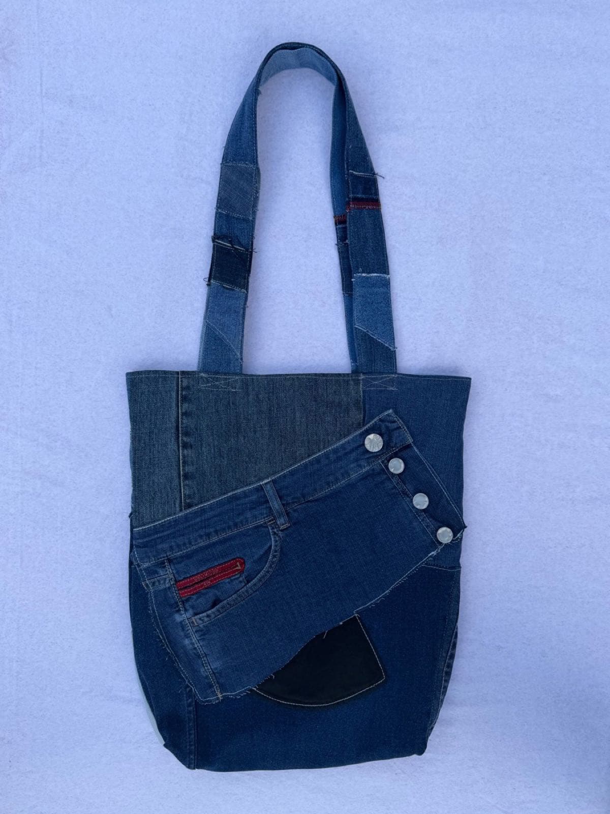 Sac en jean recyclé TB-017/030, dos avec la poche avant