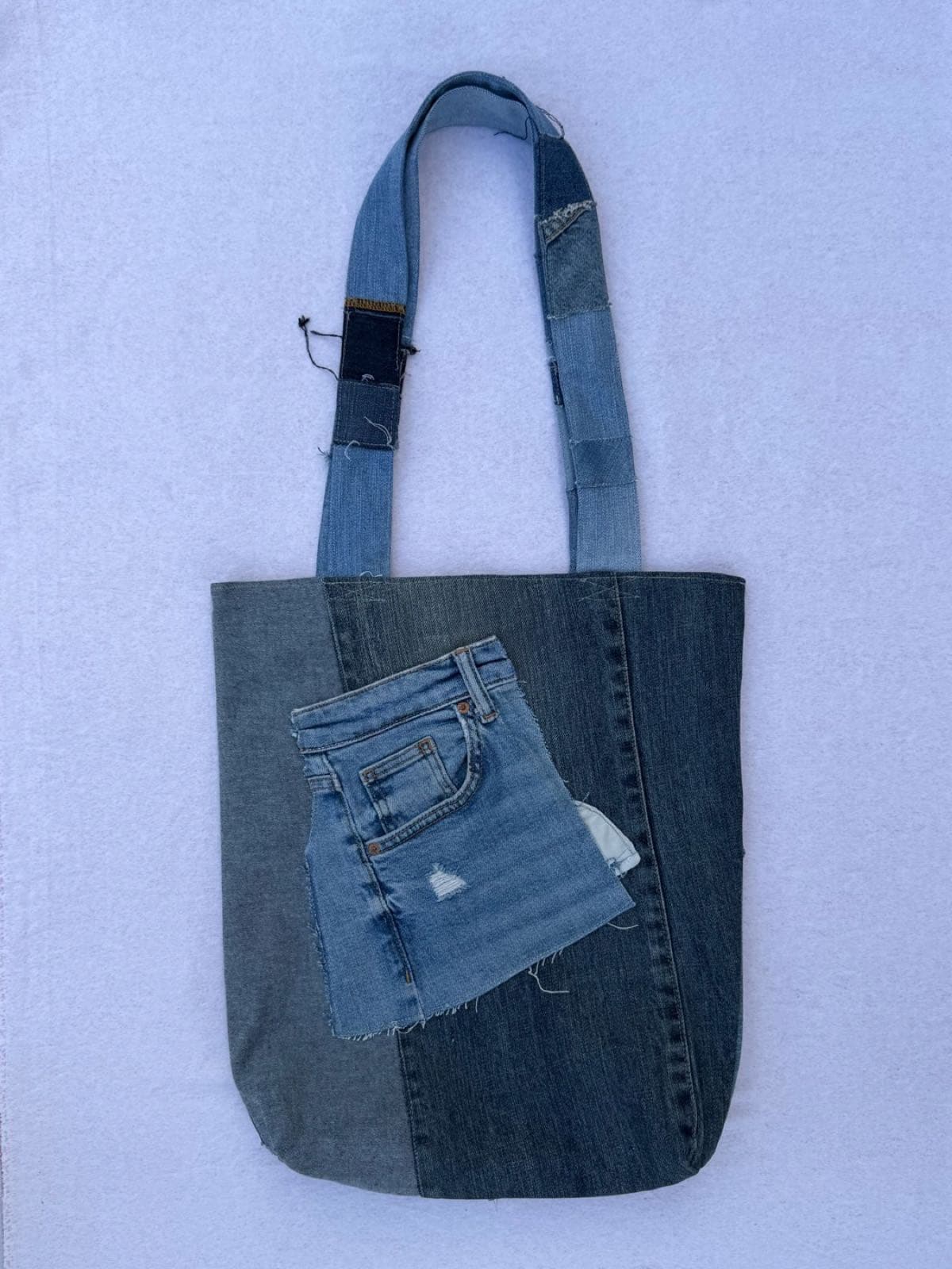 Sac en jean recyclé TB-027/030, dos avec la poche avant