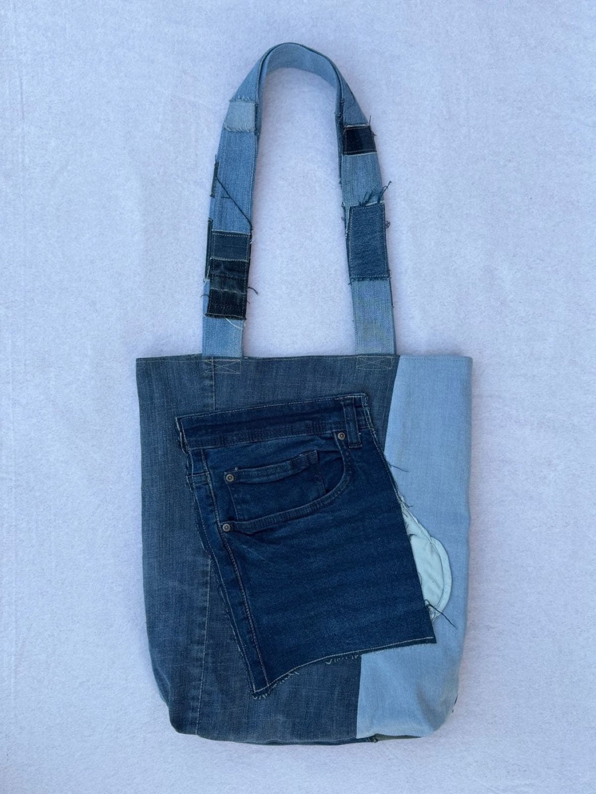 Sac en jean recyclé TB-029/030, dos avec la poche avant